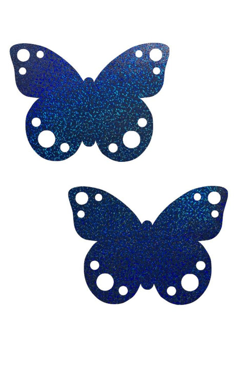 Blue Sparkly Jewel Butterfly Pasties - Coquetry Clothing