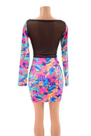 Boat Neck Bodycon Dress with Mesh Back - Coquetry Clothing