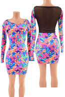 Boat Neck Bodycon Dress with Mesh Back - Coquetry Clothing