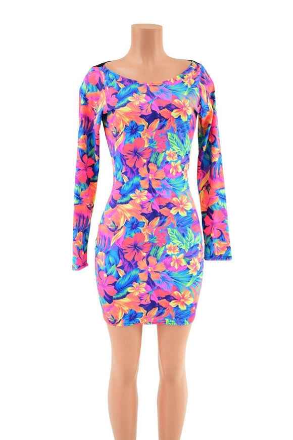 Boat Neck Bodycon Dress with Mesh Back - Coquetry Clothing