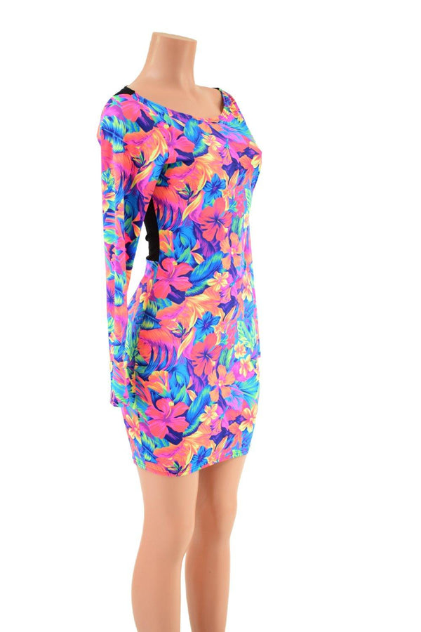 Boat Neck Bodycon Dress with Mesh Back - 4