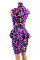 Bodycon Peplum Mini Dress with Mini Cap Sleeves and Turtleneck - Coquetry Clothing
