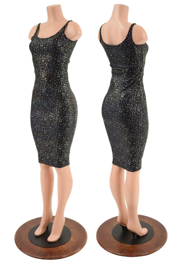 Bombshell Thin Strap Wiggle Tank Dress in Star Noir - Coquetry Clothing