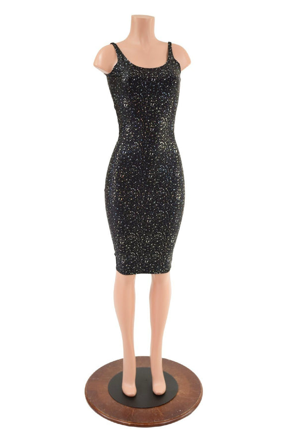 Bombshell Thin Strap Wiggle Tank Dress in Star Noir - Coquetry Clothing