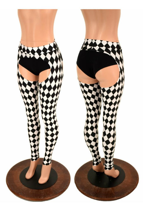 Mid Rise Black & White Diamond Chaps - Coquetry Clothing