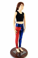 Girls Red & Blue Harlequin Leggings - 3