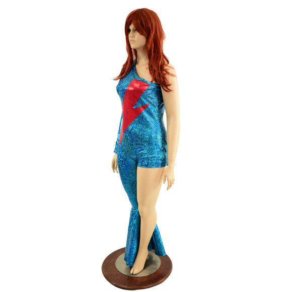 Bowie Inspired Turquoise Catsuit with Bolt - Coquetry Clothing