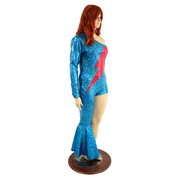 Bowie Inspired Turquoise Catsuit with Bolt - Coquetry Clothing