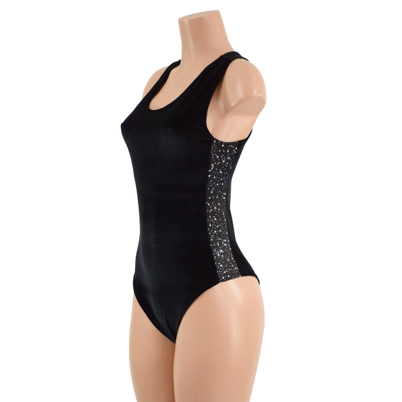 Brazilian Cut Racerback Romper with Side Panels and Back Zipper - Coquetry Clothing