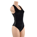 Brazilian Cut Racerback Romper with Side Panels and Back Zipper - Coquetry Clothing