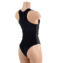 Brazilian Cut Racerback Romper with Side Panels and Back Zipper - Coquetry Clothing