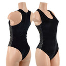 Brazilian Cut Racerback Romper with Side Panels and Back Zipper - Coquetry Clothing