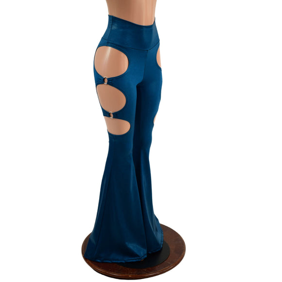 Build Your Own High Waist Solar Flares with Triple Cutouts and O - rings - Coquetry Clothing