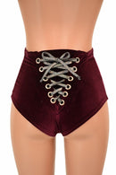 Burgundy Back Lace Up Siren Shorts - Coquetry Clothing