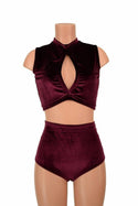 Burgundy Stretch Velvet Fabric - 11