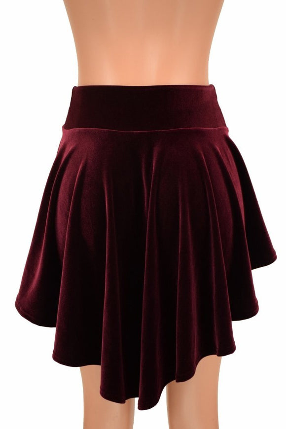 Burgundy Velvet Hi - Lo Mini Skirt - Coquetry Clothing
