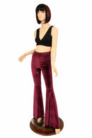 Burgundy Velvet High Waist Solar Flares - Coquetry Clothing