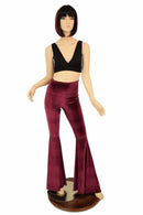 Burgundy Velvet High Waist Solar Flares - Coquetry Clothing