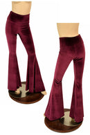 Burgundy Velvet High Waist Solar Flares - Coquetry Clothing