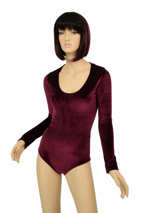 Burgundy Velvet Siren Cut Romper - Coquetry Clothing