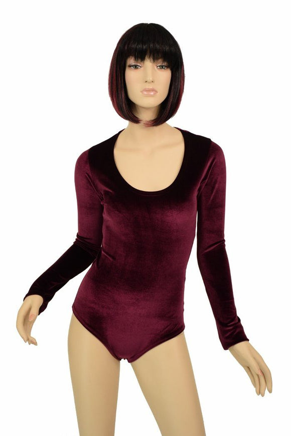 Burgundy Velvet Siren Cut Romper - Coquetry Clothing