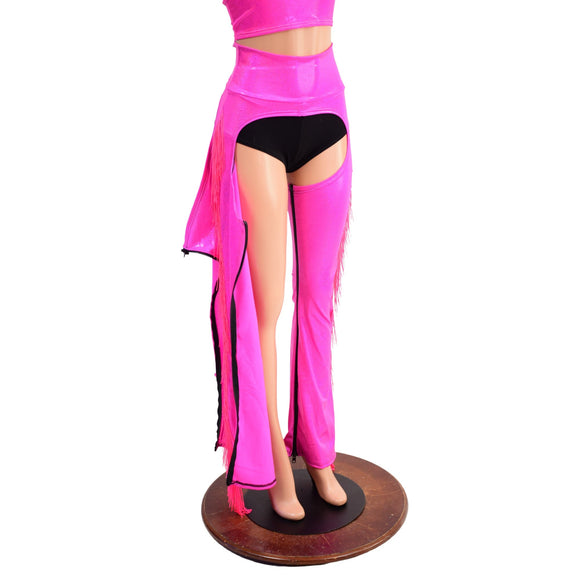 Burlesque Style Zip Away Bootcut Chaps with Fringe - Coquetry Clothing