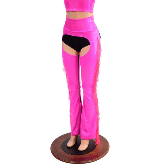 Burlesque Style Zip Away Bootcut Chaps with Fringe - Coquetry Clothing