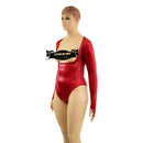 Bustless Coagulant Romper with Skinny Sleeves and Fingerloops, Brazilian Cut Leg - Coquetry Clothing