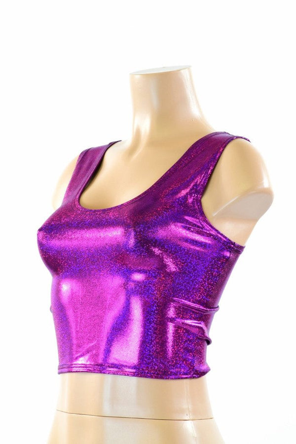 Fuchsia Holographic Crop Tank - 1