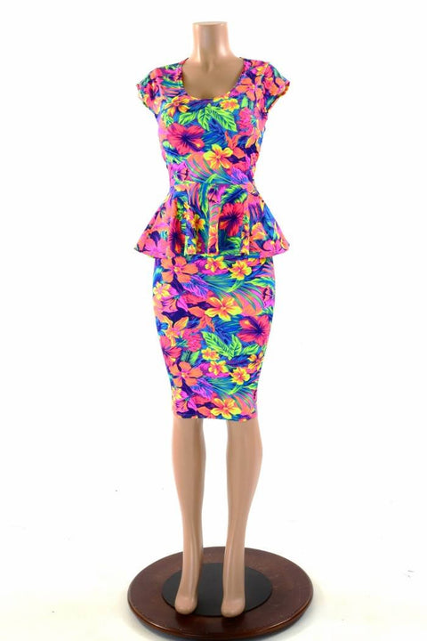 Tahitian Floral Peplum & Skirt Set - Coquetry Clothing