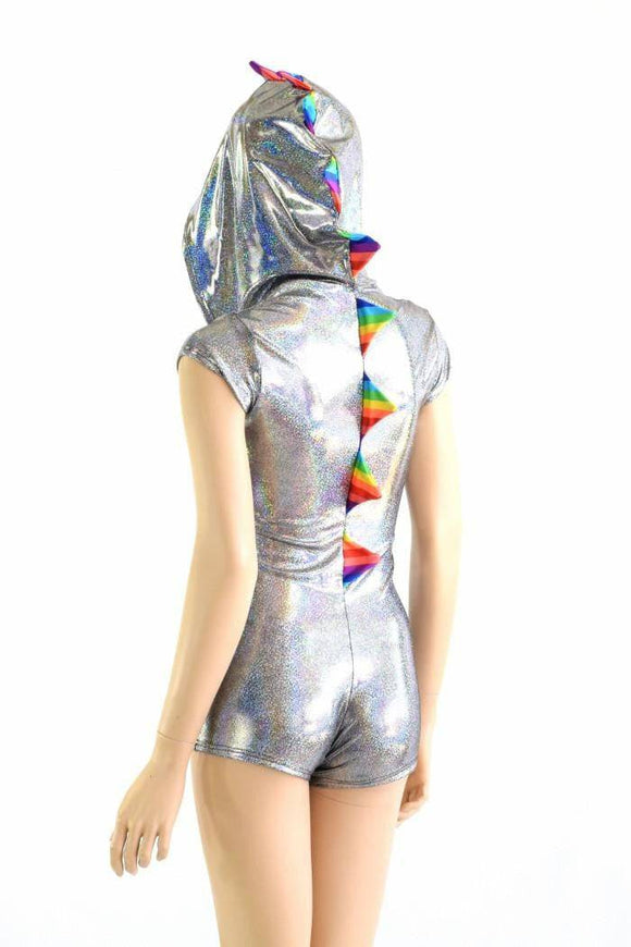 Cap Sleeve Dragon Spiked Hoodie Romper - Coquetry Clothing