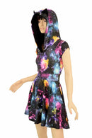 Cap Sleeve Galaxy Cat Skater Dress - Coquetry Clothing