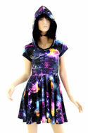 Cap Sleeve Galaxy Hooded Skater Dress - 1