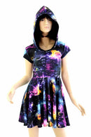 Cap Sleeve Galaxy Hooded Skater Dress - Coquetry Clothing