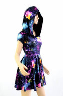 Cap Sleeve Galaxy Hooded Skater Dress - 2