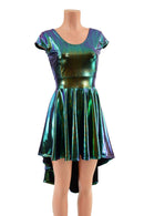 Cap Sleeve Hi Lo Skater Dress in Scarab - Coquetry Clothing
