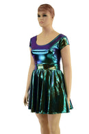 Cap Sleeve Pocket Skater Dress in Scarab - Coquetry Clothing