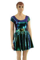 Cap Sleeve Pocket Skater Dress in Scarab - Coquetry Clothing