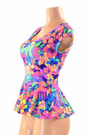 Cap Sleeve Scoop Neck Peplum Top - Coquetry Clothing