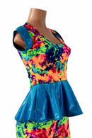 Cap Sleeve Scoop Neck Peplum Top - Coquetry Clothing