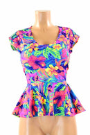 Cap Sleeve Scoop Neck Peplum Top - Coquetry Clothing