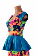 Cap Sleeve Scoop Neck Peplum Top - Coquetry Clothing