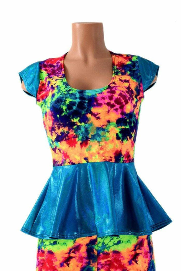Cap Sleeve Scoop Neck Peplum Top - Coquetry Clothing