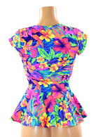 Cap Sleeve Scoop Neck Peplum Top - Coquetry Clothing