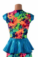 Cap Sleeve Scoop Neck Peplum Top - Coquetry Clothing