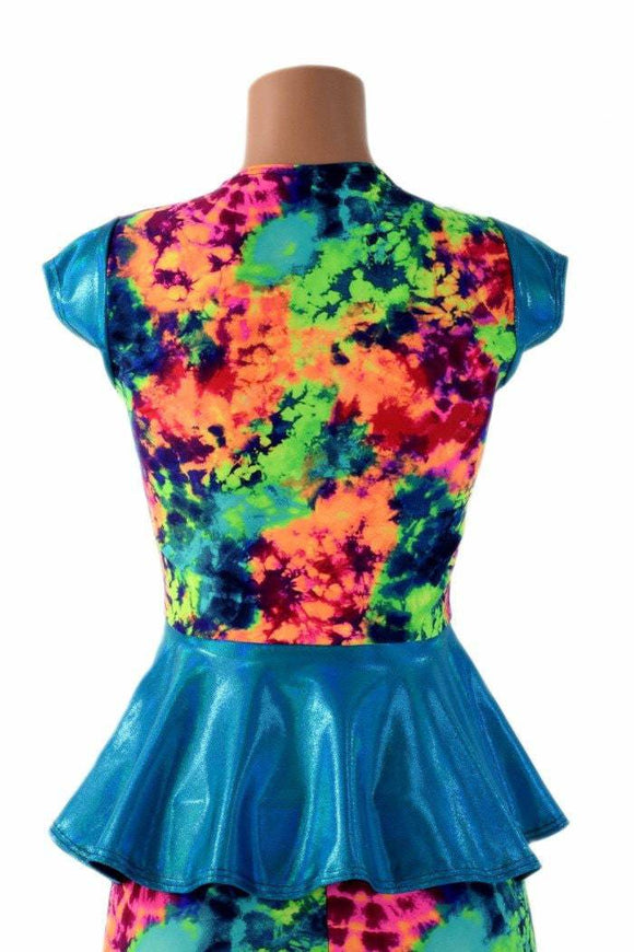 Cap Sleeve Scoop Neck Peplum Top - Coquetry Clothing
