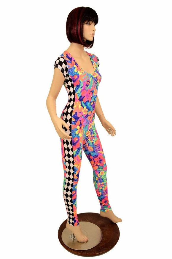 Cap Sleeve Side Panel Catsuit - Coquetry Clothing