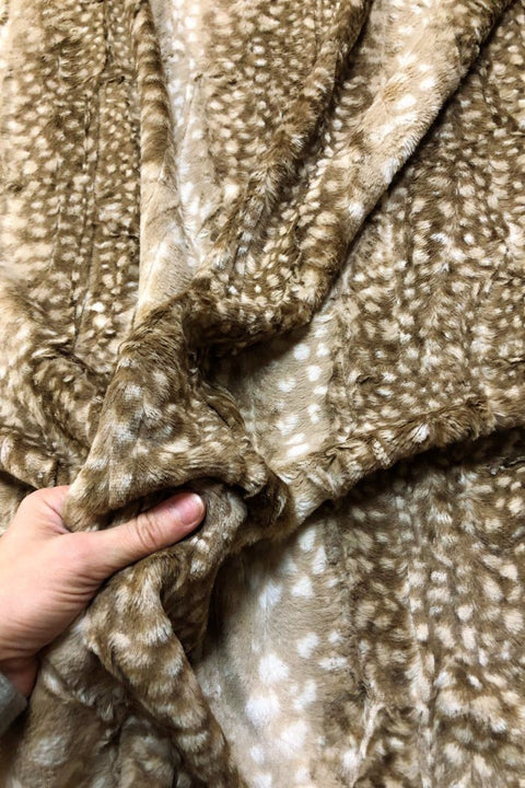 Cappuccino Fawn Minky Faux Fur Fabric - Coquetry Clothing