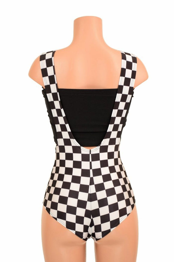 Check Print Suspender Romper - Coquetry Clothing