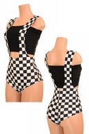 Check Print Suspender Romper - Coquetry Clothing